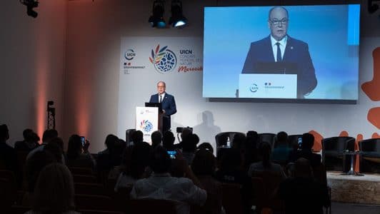 Prince Albert speaking at the International Conservation Congress