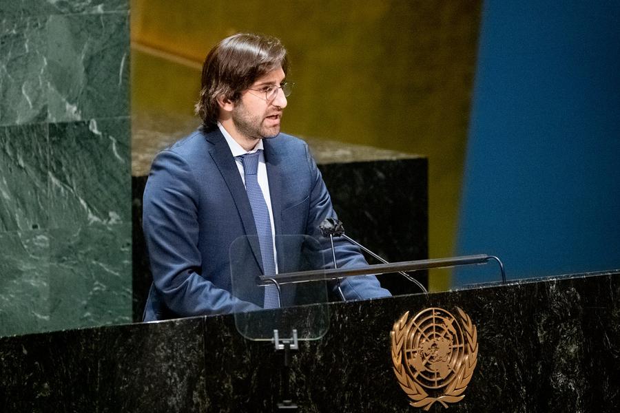 Florian Botto speaking at the UN