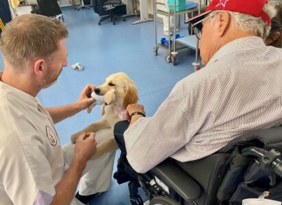 Tatou, un Golden Retriever de 3 mois, a intégré l'équipe de soins du CHPG © CHPG - Facebook