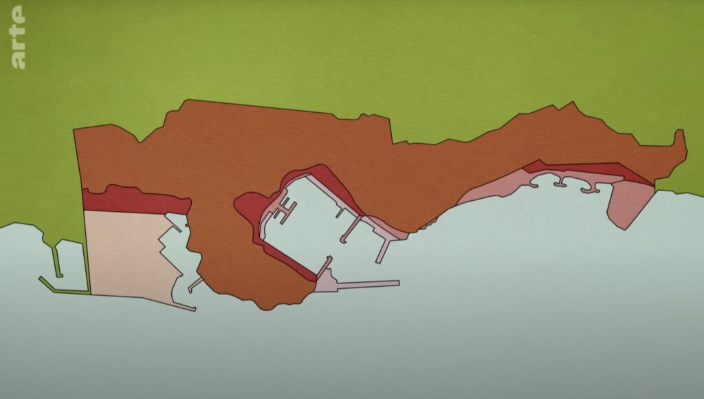 Les extensions territoriales de Monaco sous le règne du Prince Rainier III © Capture d'écran YouTube - Arte