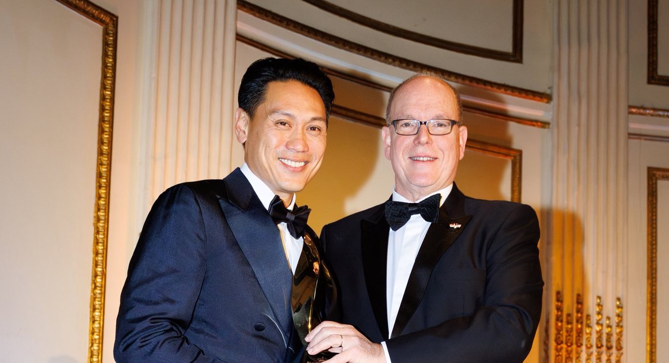 Prince Albert II presents Prince Rainier III Award to director Jon M. Chu in New York