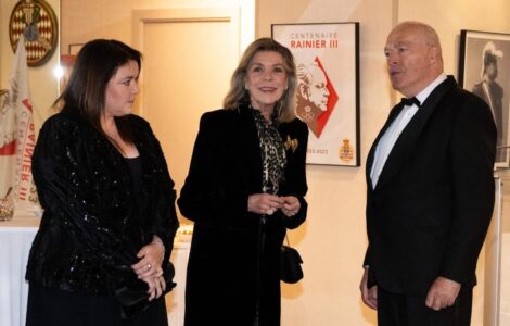La Princesse Caroline, Mélanie Antoinette de Massy et François Jean Brych le 22 Novembre 2023 à la soirée de l’Espoir à l’Automobile Club de Monaco © DR