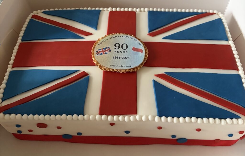 Union Jack celebration cake for BAM's 90th Anniversary