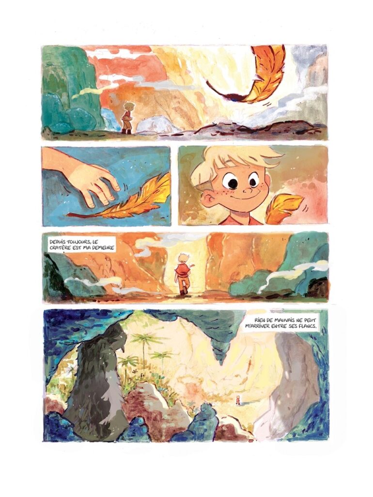 Des planches de BD de dessins avant et après encrage © Aurélie Guarino