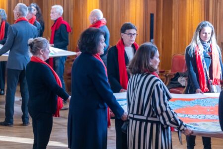 La Princesse Stéphanie accompagnée de sa fille Camille Gottlieb, était présente lors du déploiement des Courtepointes © Frédéric Nébinger