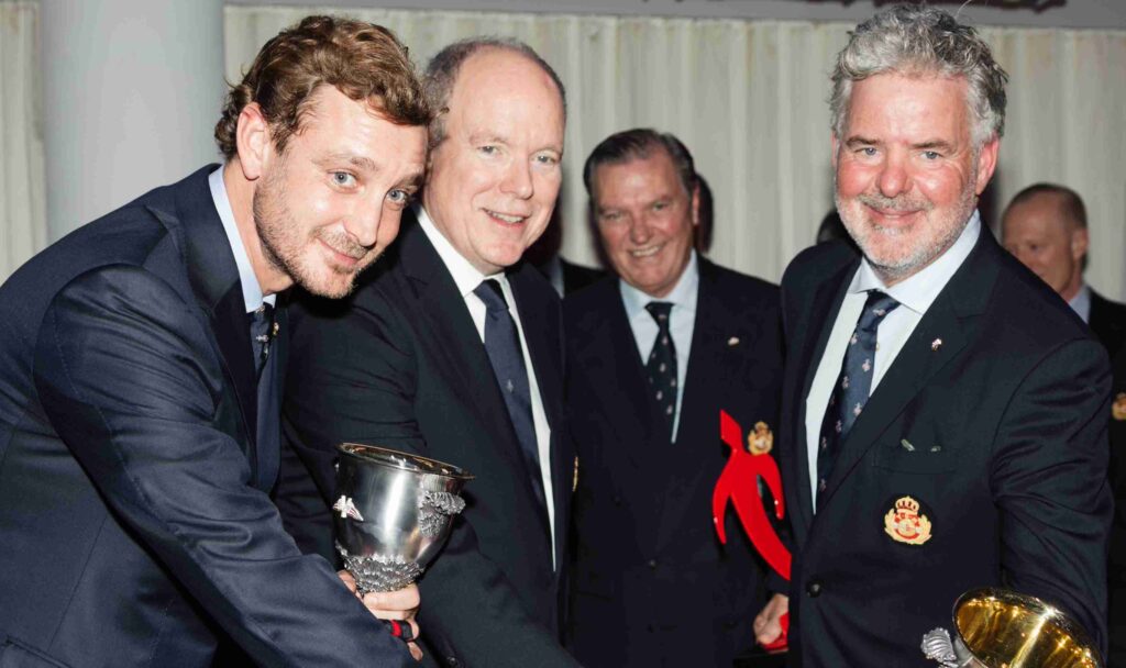 Prince Albert II presented the Sailors of the Year award to Pierre Casiraghi and Peter Harrison © Liam Fabre