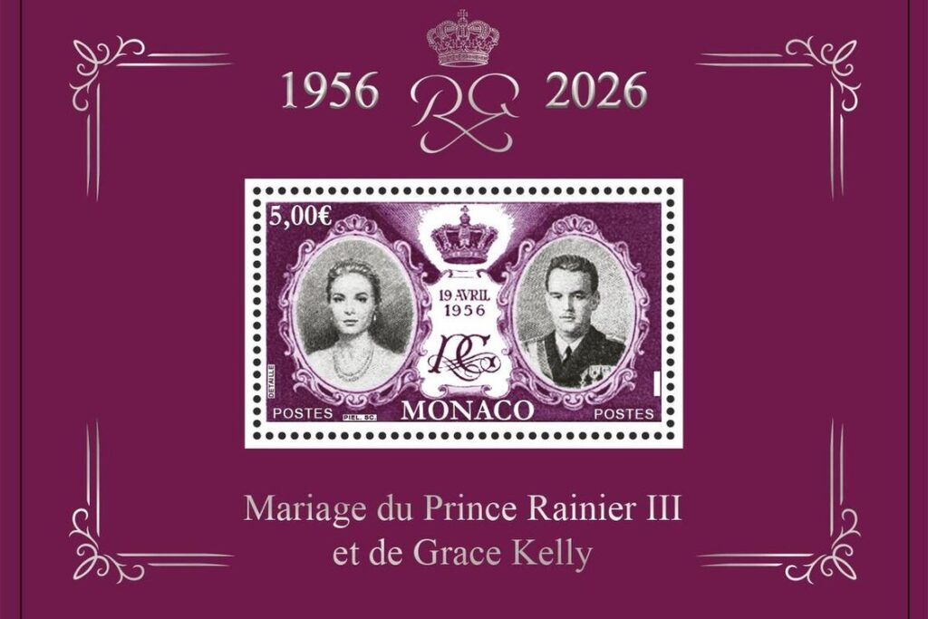 Dans le cadre du programme philatélique 2026, l'Office des Timbres a annoncé la réédition d'un timbre célébrant les 70 ans du mariage du Prince Rainier III et de Grace Kelly © Office des Timbres